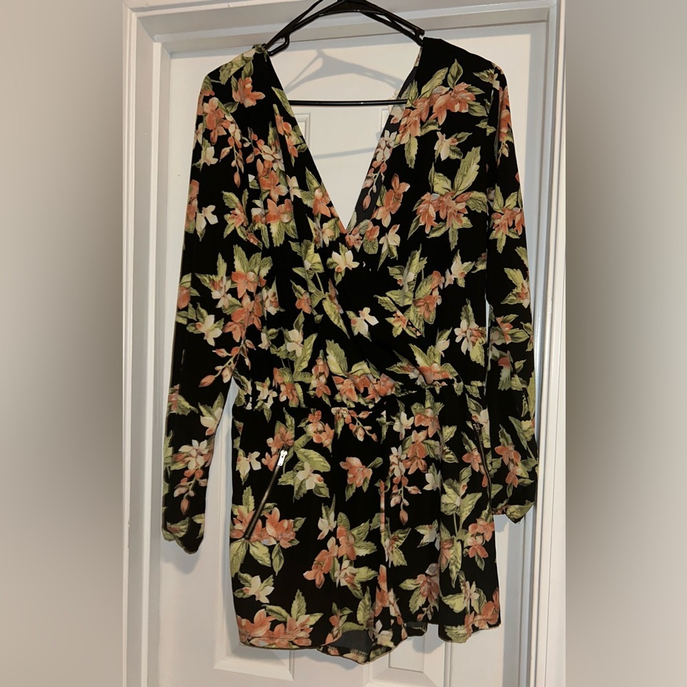 Tropical long sleeve romper